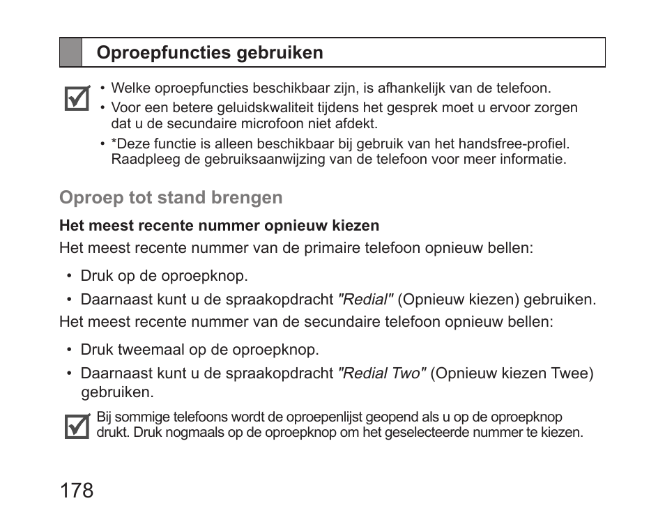 Oproepfuncties gebruiken | Samsung HM6450 User Manual | Page 180 / 195