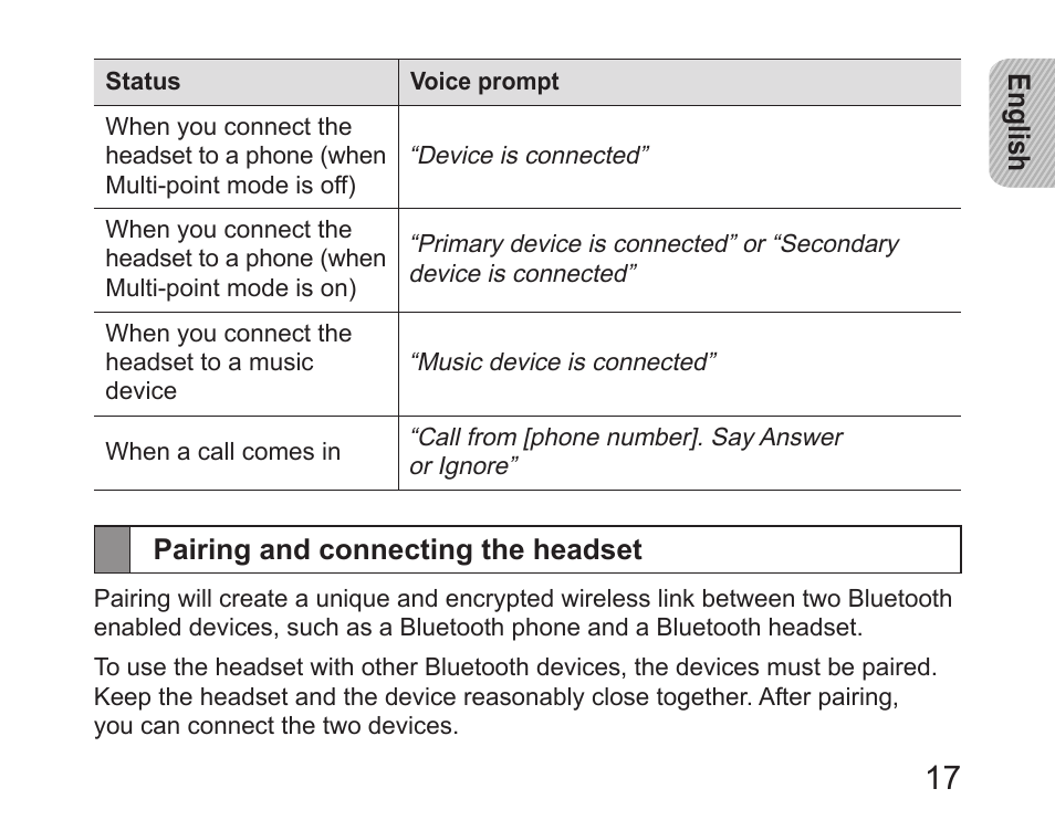 Pairing and connecting the headset | Samsung HM6450 User Manual | Page 19 / 195