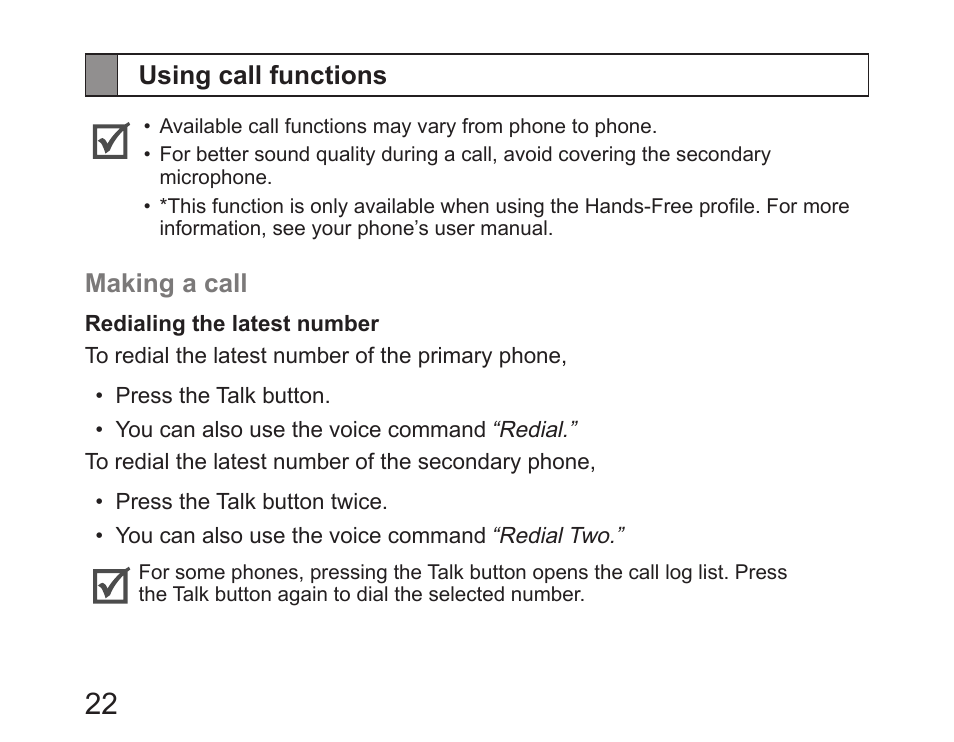 Using call functions | Samsung HM6450 User Manual | Page 24 / 195