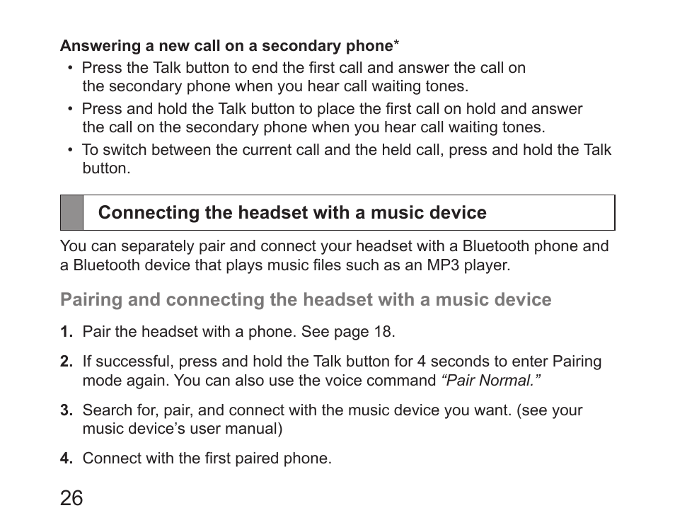Connecting the headset with a music device | Samsung HM6450 User Manual | Page 28 / 195