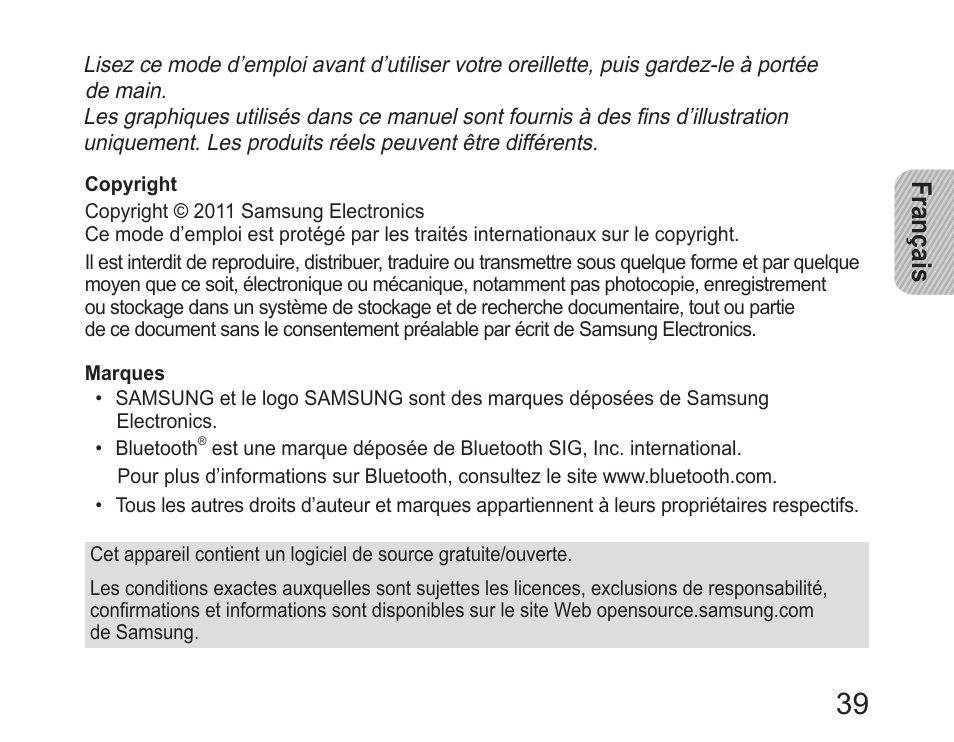 Français | Samsung HM6450 User Manual | Page 41 / 195