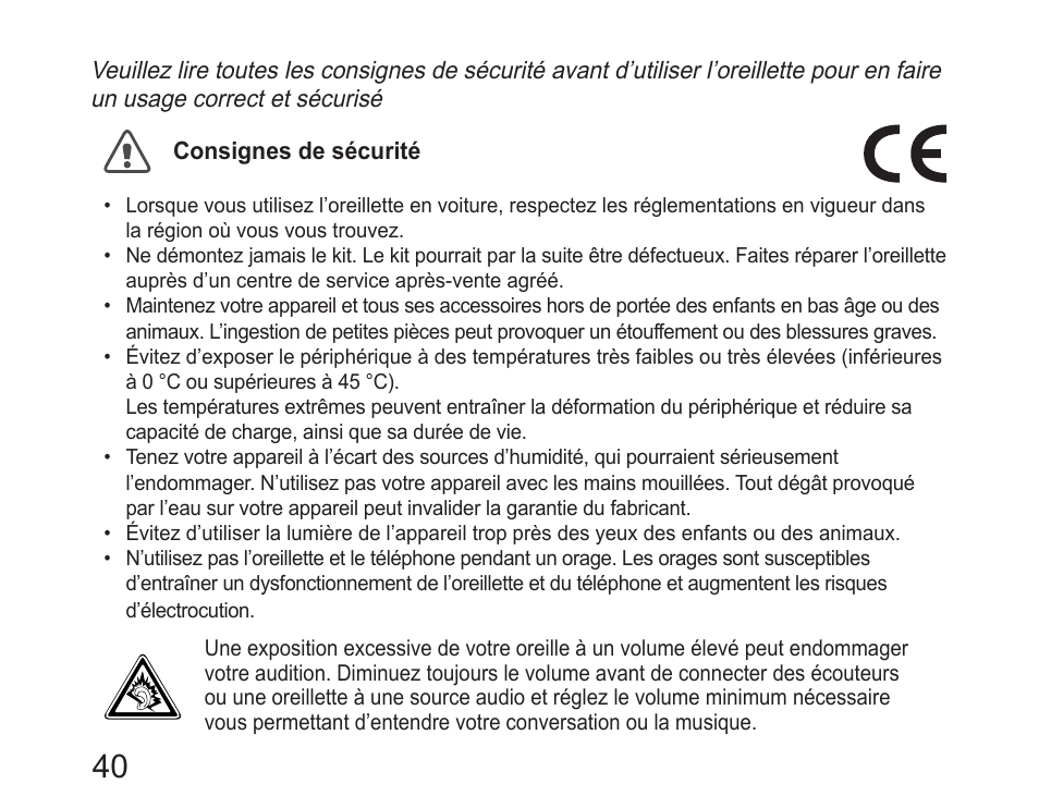 Consignes de sécurité | Samsung HM6450 User Manual | Page 42 / 195