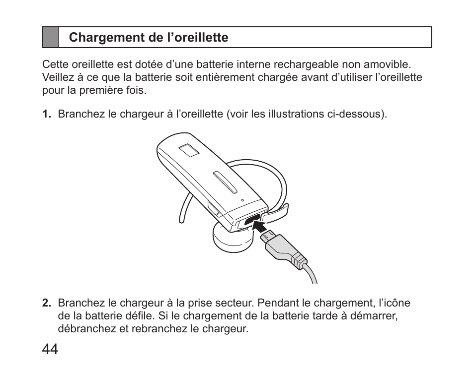 Chargement de l’oreillette | Samsung HM6450 User Manual | Page 46 / 195