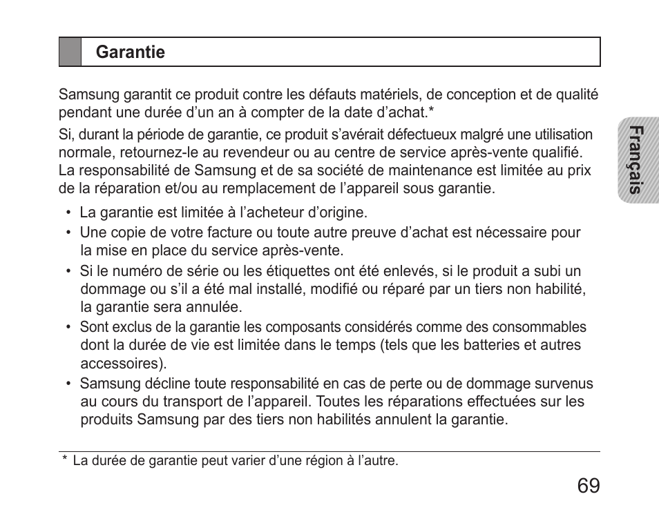 Garantie | Samsung HM6450 User Manual | Page 71 / 195