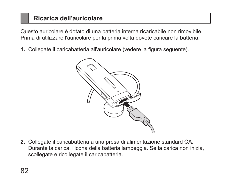 Ricarica dell'auricolare | Samsung HM6450 User Manual | Page 84 / 195