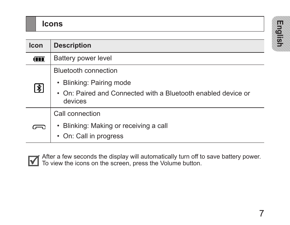Icons | Samsung HM6450 User Manual | Page 9 / 195