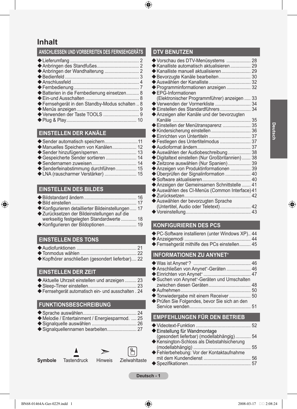 Inhalt | Samsung LE32A436T1D User Manual | Page 119 / 468