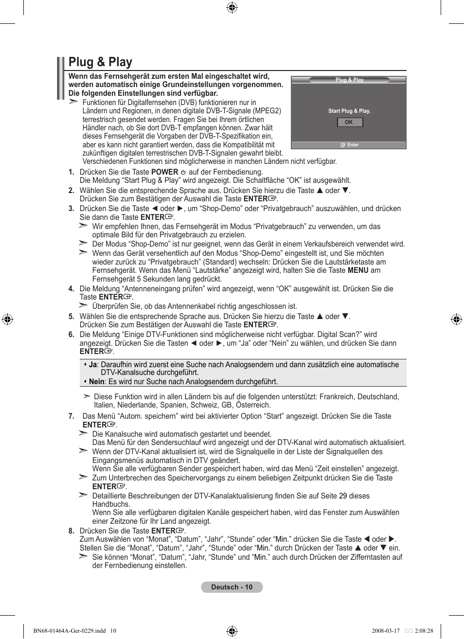 Plug & play | Samsung LE32A436T1D User Manual | Page 128 / 468