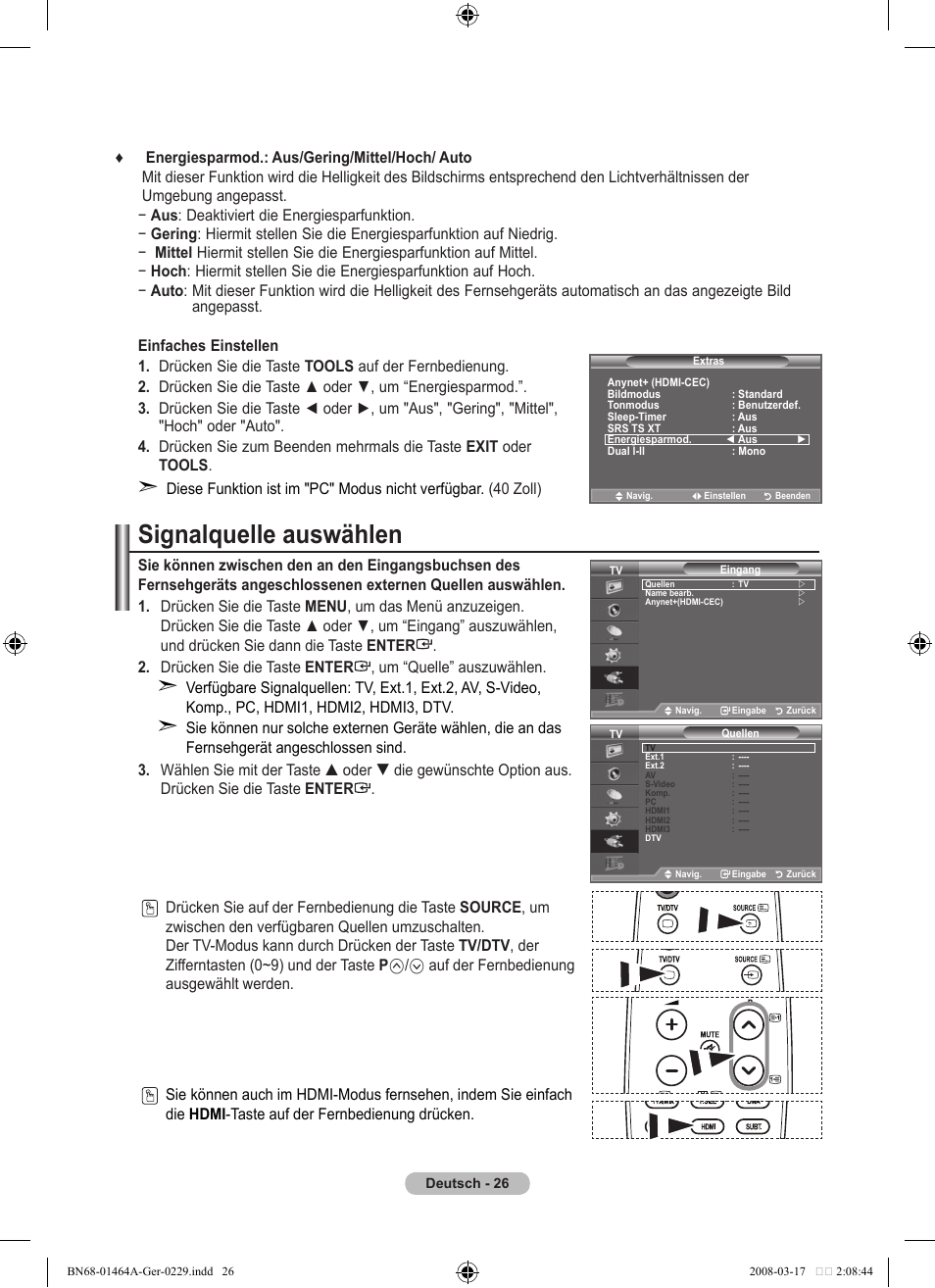Signalquelle auswählen | Samsung LE32A436T1D User Manual | Page 144 / 468