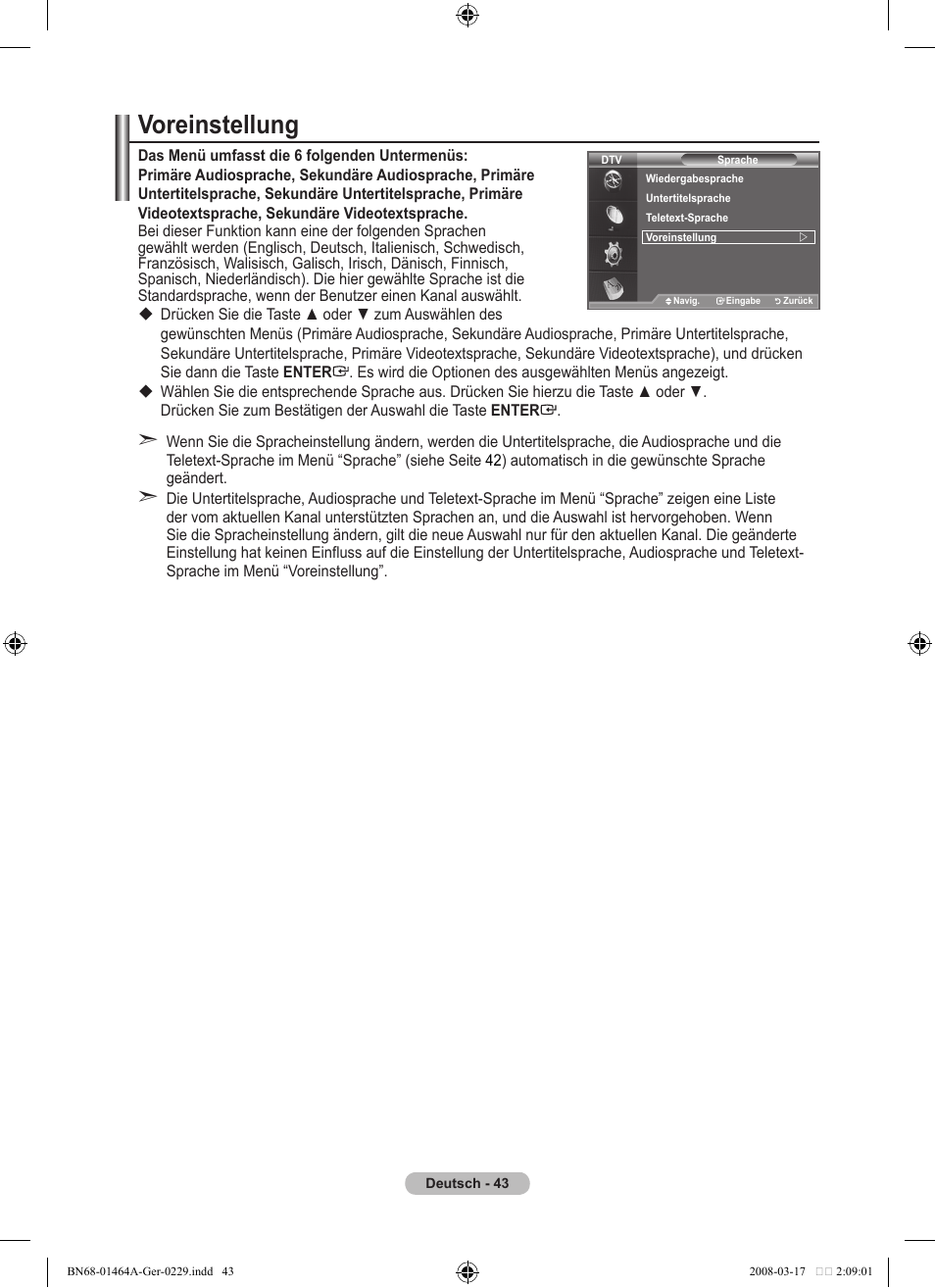 Voreinstellung | Samsung LE32A436T1D User Manual | Page 161 / 468