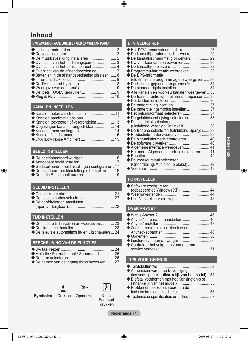 Inhoud | Samsung LE32A436T1D User Manual | Page 177 / 468