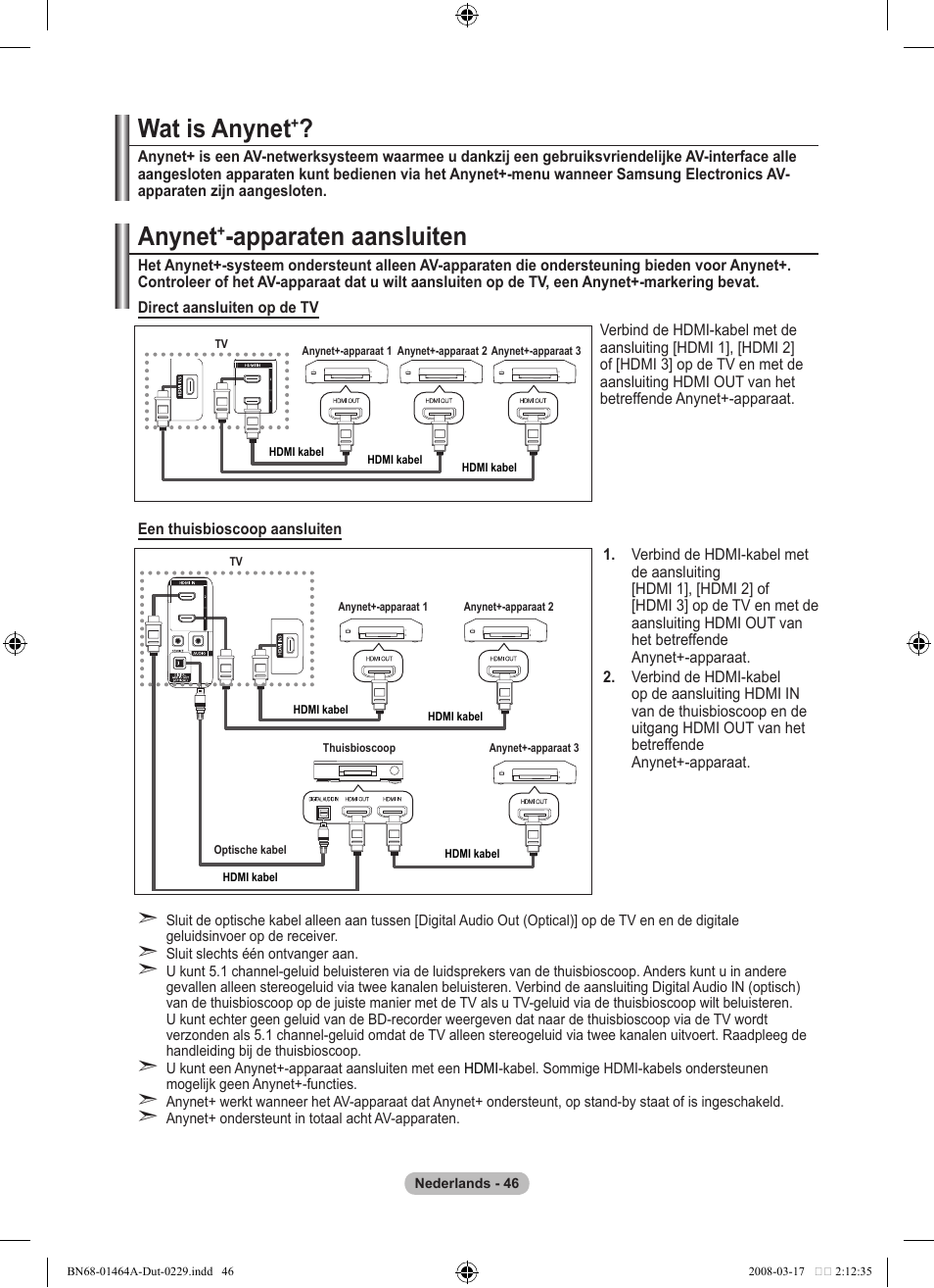 Wat is anynet, Anynet, Apparaten aansluiten | Samsung LE32A436T1D User Manual | Page 222 / 468