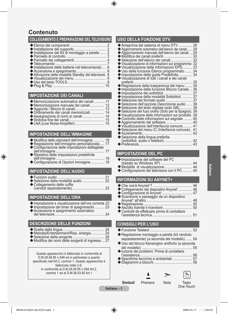 Contenuto | Samsung LE32A436T1D User Manual | Page 235 / 468