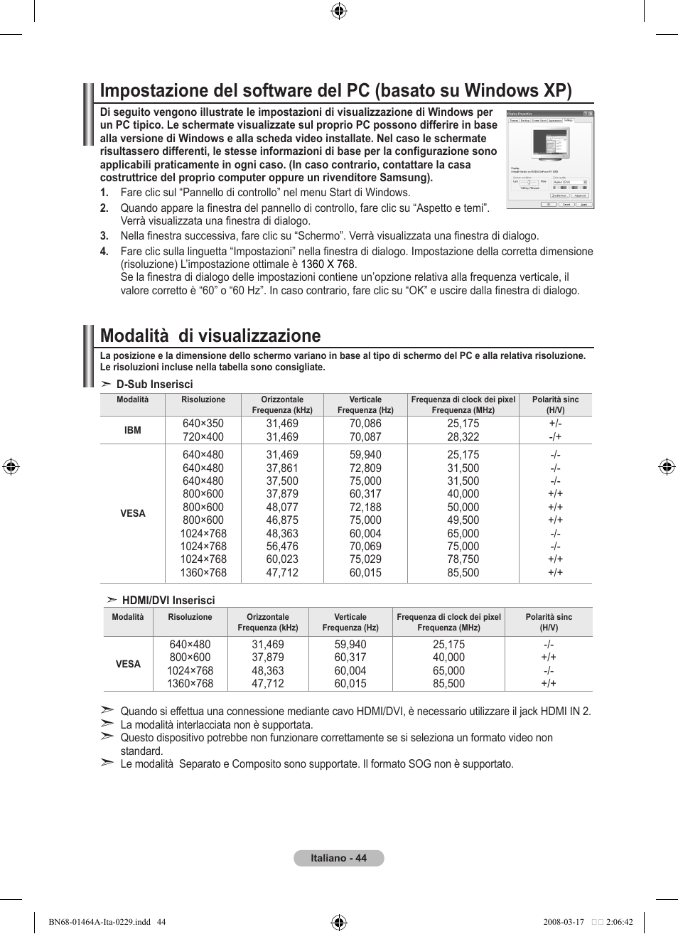Modalità di visualizzazione | Samsung LE32A436T1D User Manual | Page 278 / 468