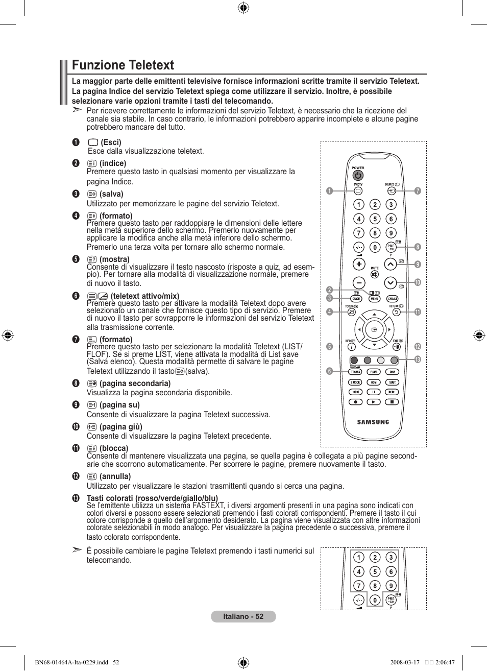 Funzione teletext | Samsung LE32A436T1D User Manual | Page 286 / 468