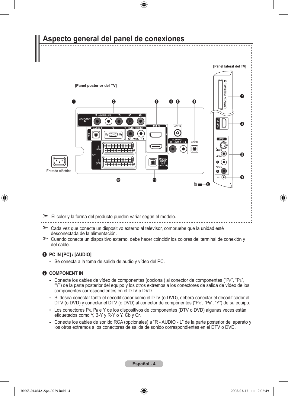 Aspecto general del panel de conexiones | Samsung LE32A436T1D User Manual | Page 298 / 468