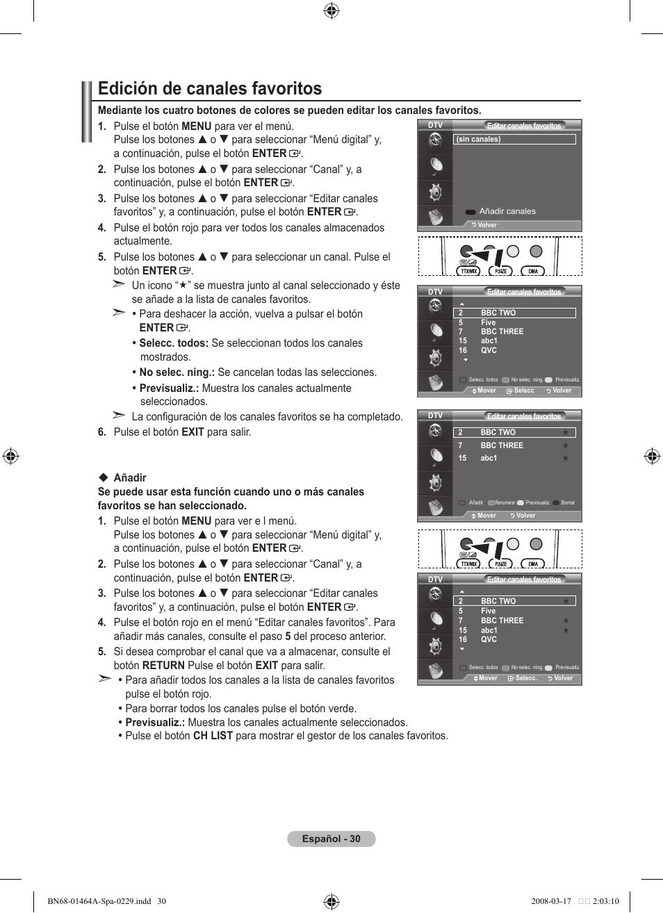 Edición de canales favoritos | Samsung LE32A436T1D User Manual | Page 324 / 468