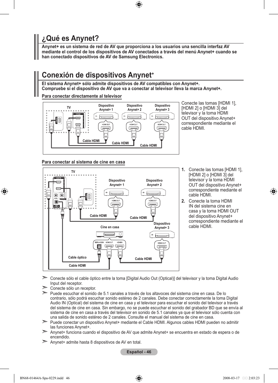 Conexión de dispositivos anynet, Qué es anynet | Samsung LE32A436T1D User Manual | Page 340 / 468