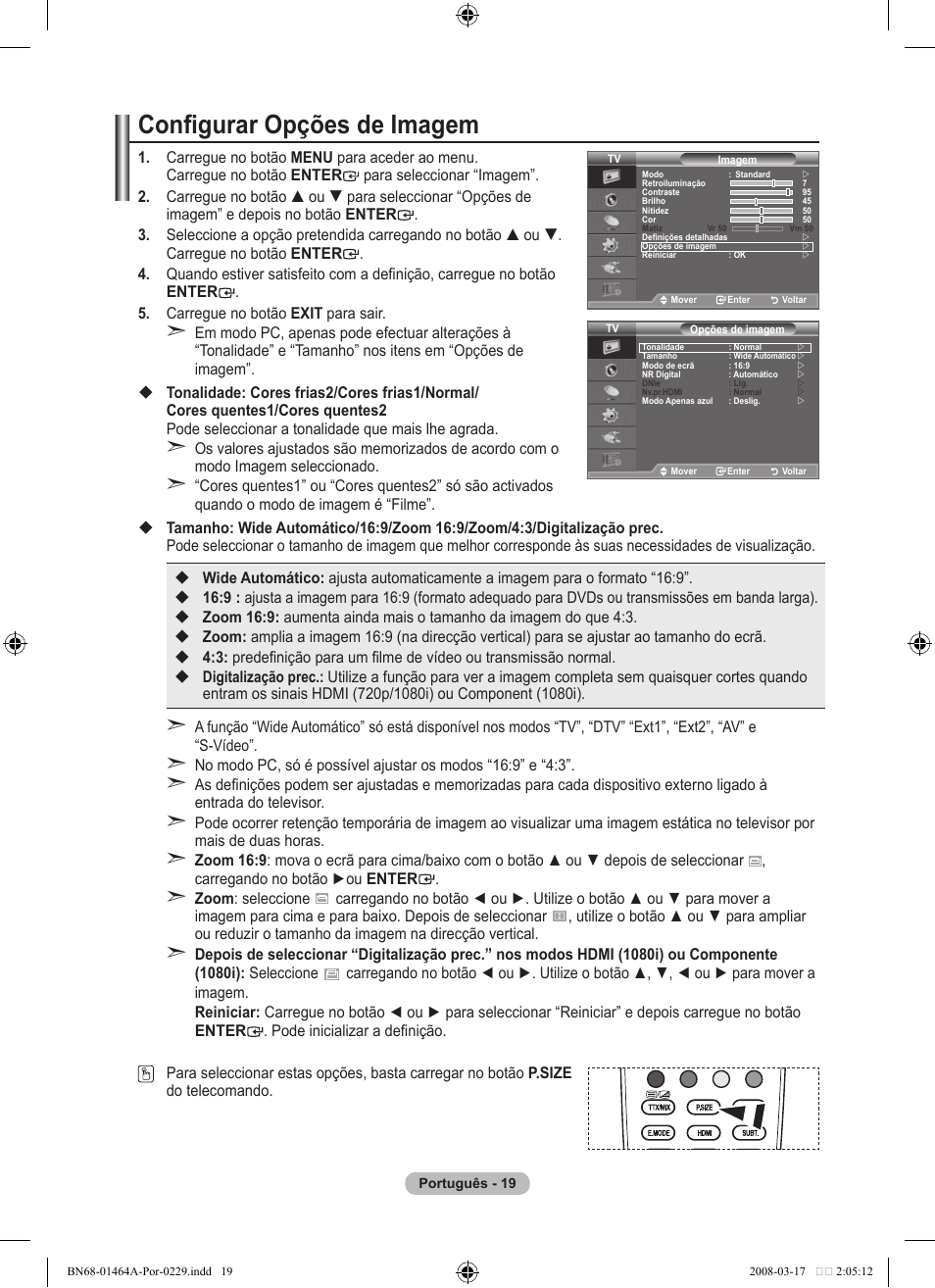 Configurar opções de imagem | Samsung LE32A436T1D User Manual | Page 371 / 468