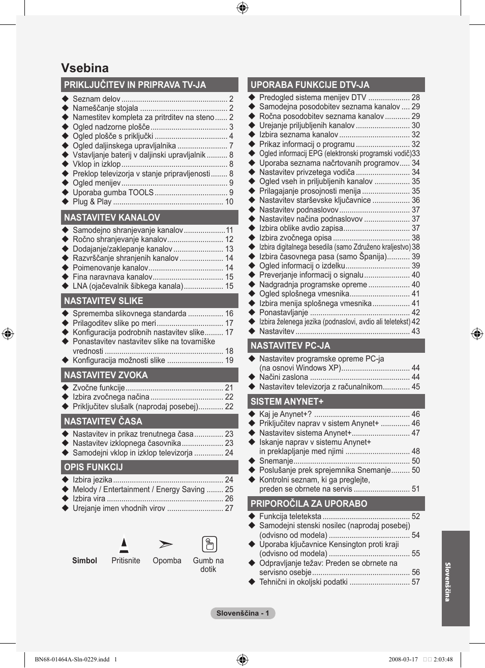 Vsebina | Samsung LE32A436T1D User Manual | Page 411 / 468