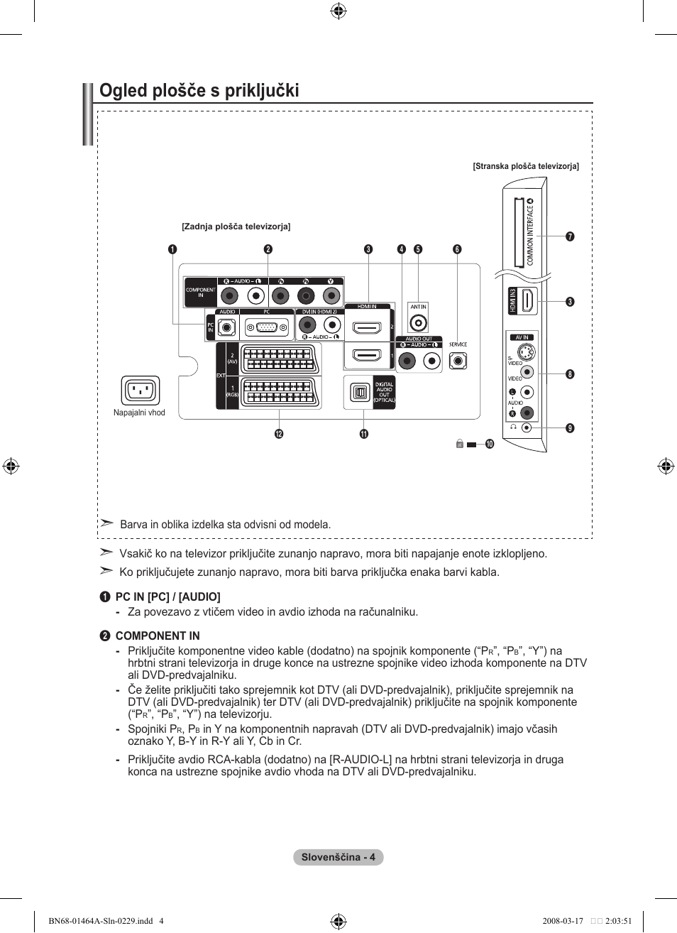 Ogled plošče s priključki | Samsung LE32A436T1D User Manual | Page 414 / 468