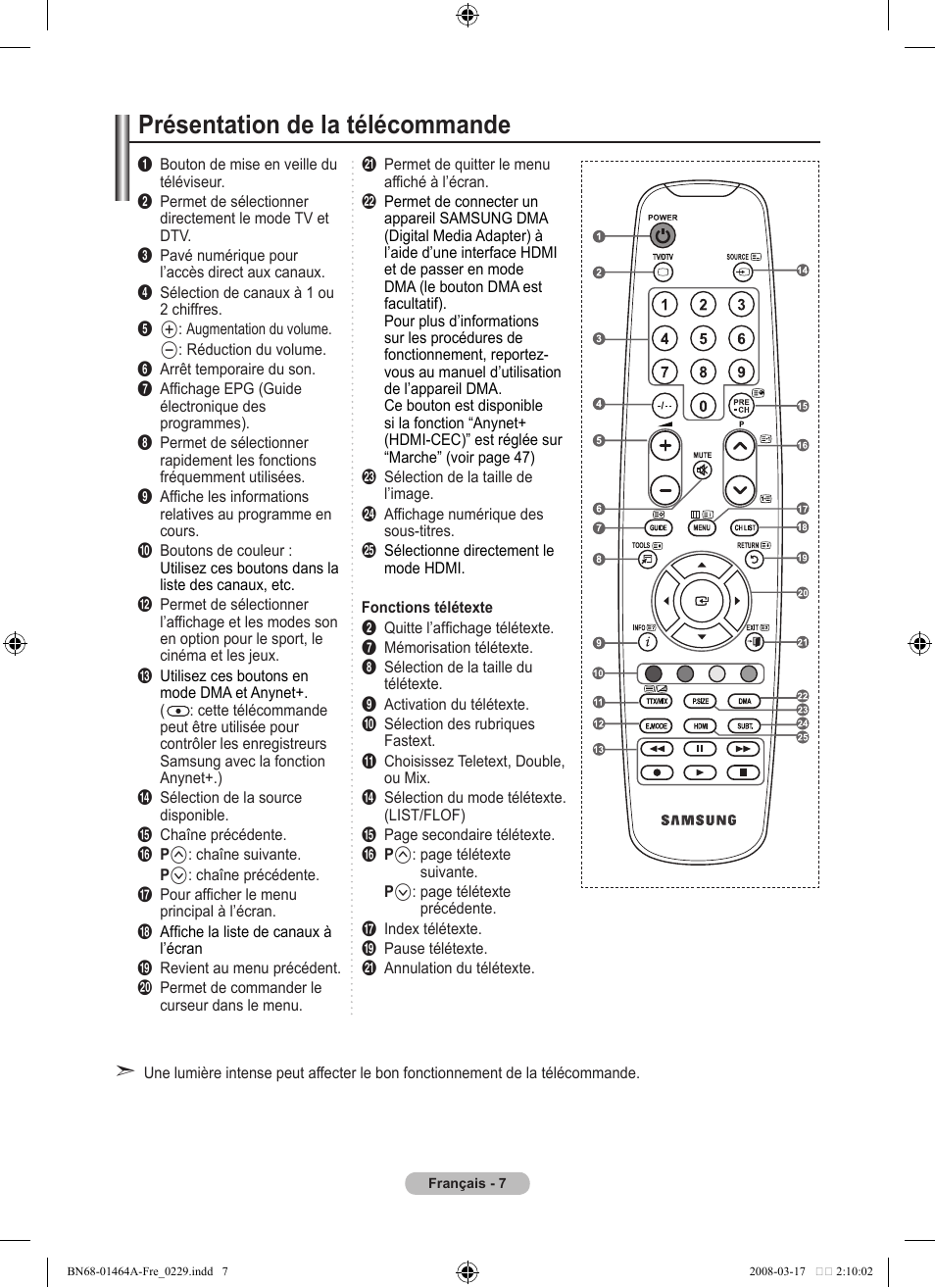 Présentation de la télécommande | Samsung LE32A436T1D User Manual | Page 67 / 468