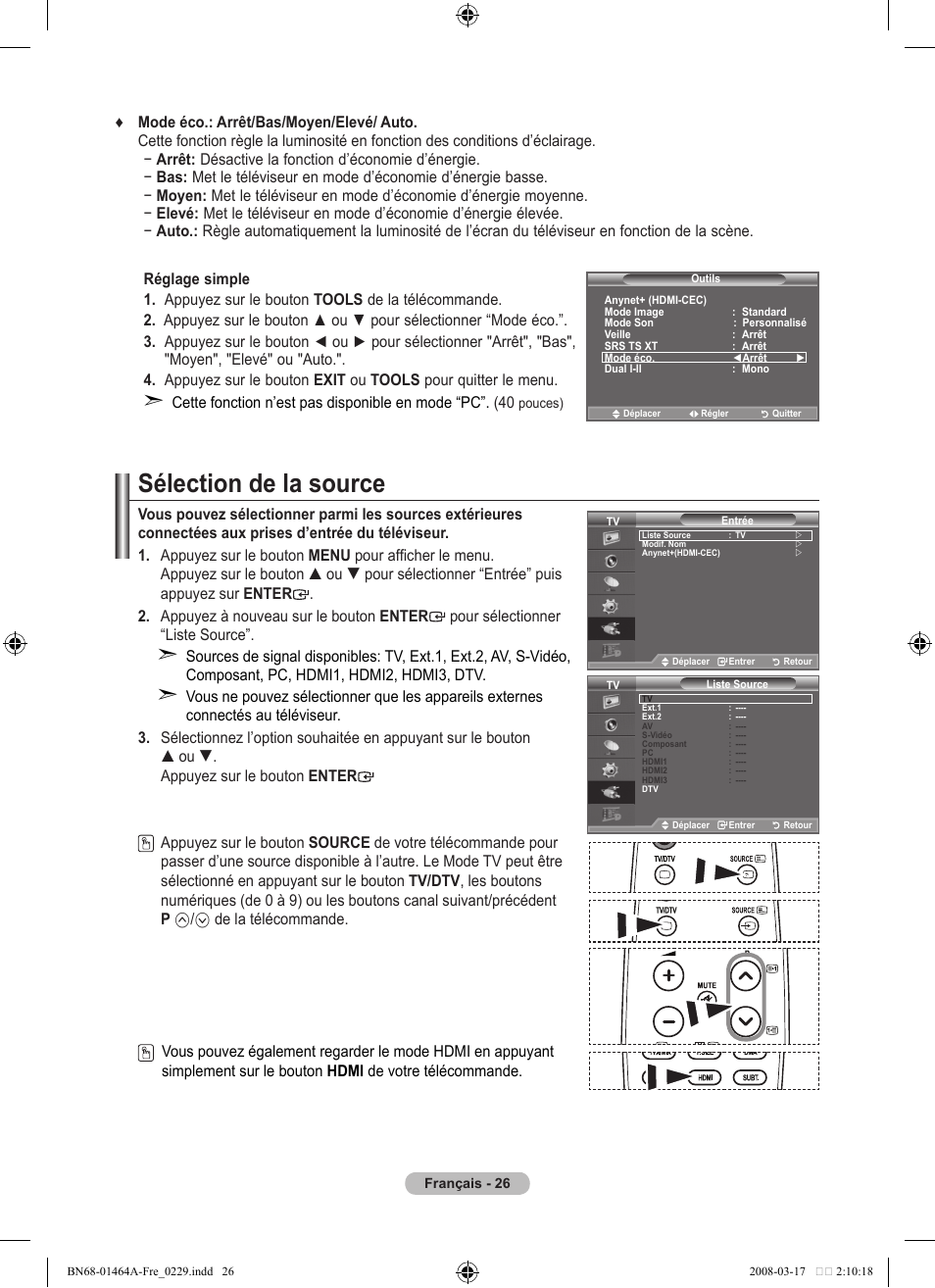 Sélection de la source | Samsung LE32A436T1D User Manual | Page 86 / 468