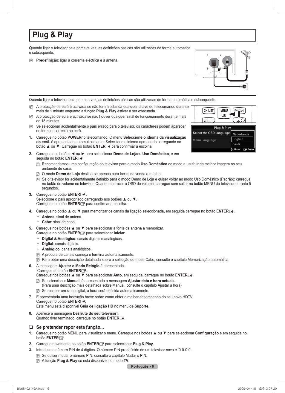 Plug & play, Vol ch, Chlist menu fav.ch p.size mts srs p.mode cc s.mode | Samsung PS58B850Y1P User Manual | Page 70 / 95