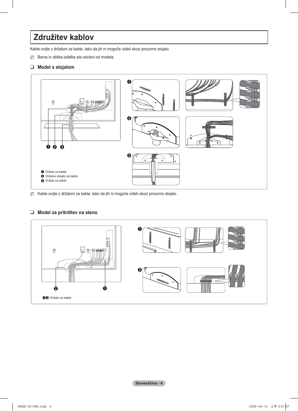 Združitev kablov | Samsung PS58B850Y1P User Manual | Page 77 / 95