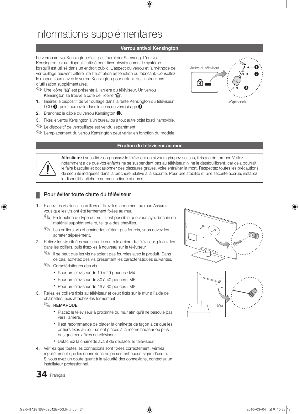 Informations supplémentaires | Samsung LE46C550J1W User Manual | Page 110 / 155