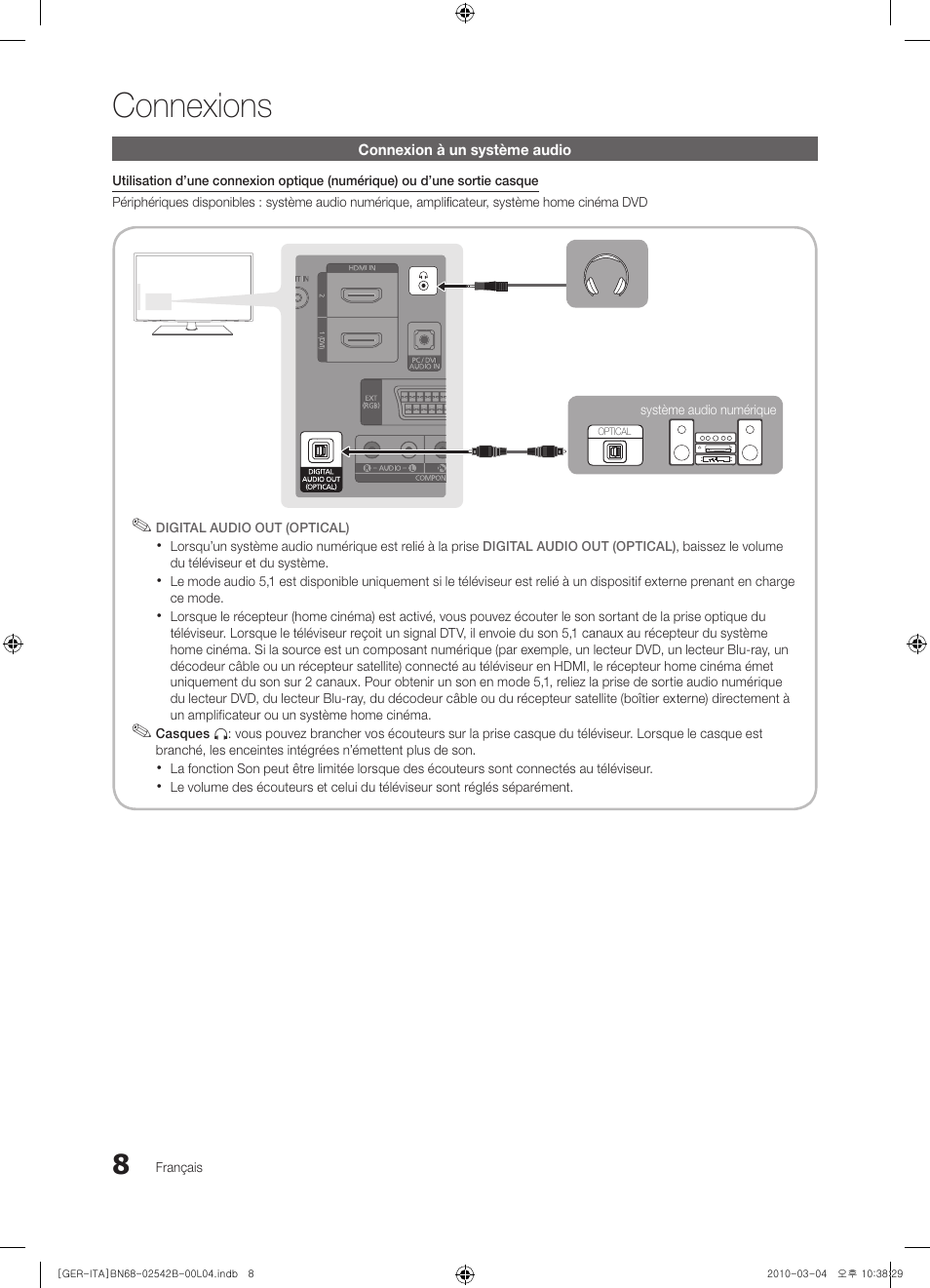 Connexions | Samsung LE46C550J1W User Manual | Page 84 / 155