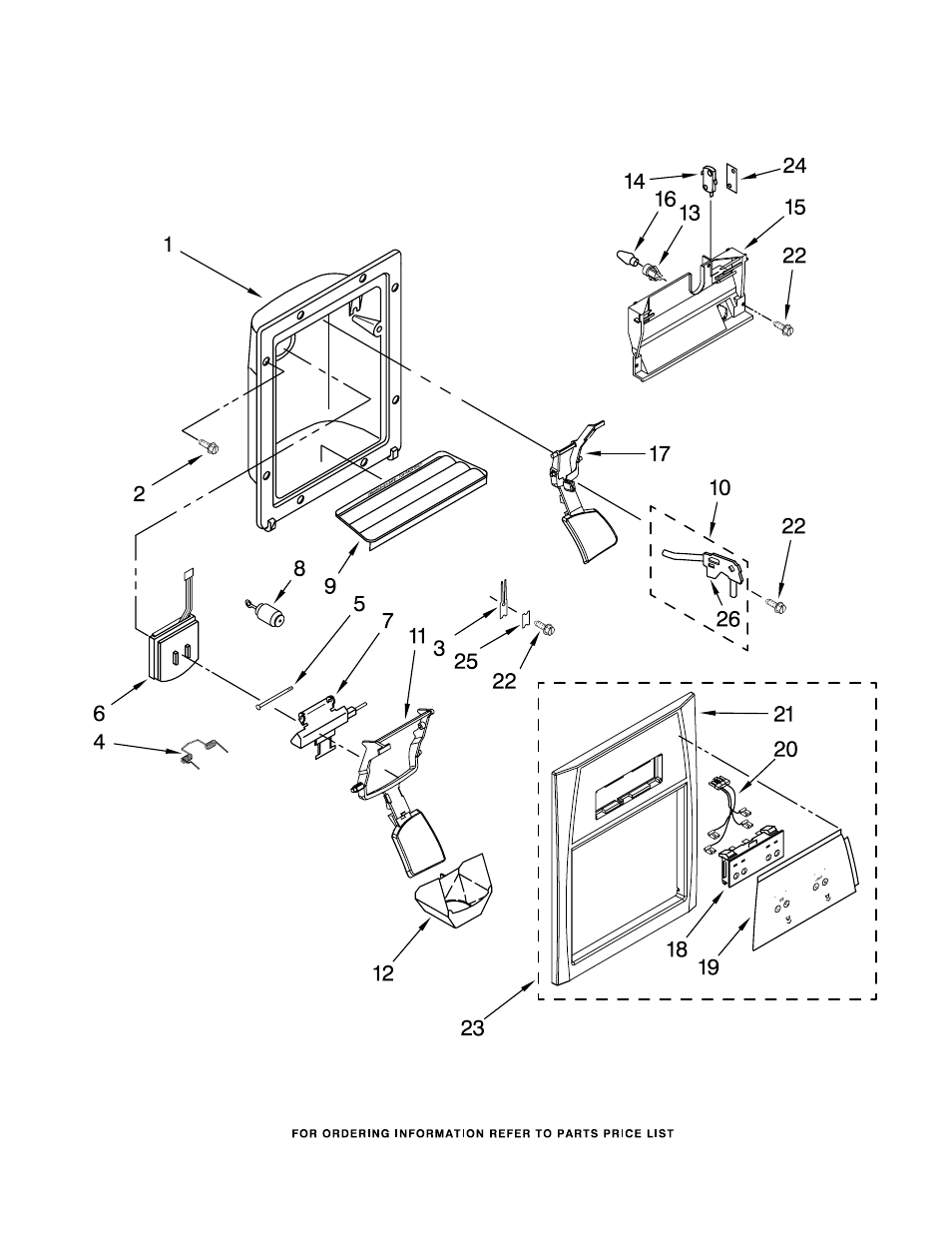 Dispenser front, Dispenser front parts | Amana ASD2522VRS00 User Manual | Page 13 / 21