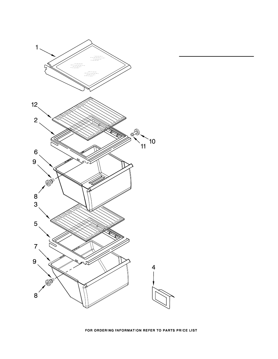 Refrigerator shelf, Refrigerator shelf parts | Amana ASD2522VRS00 User Manual | Page 4 / 21