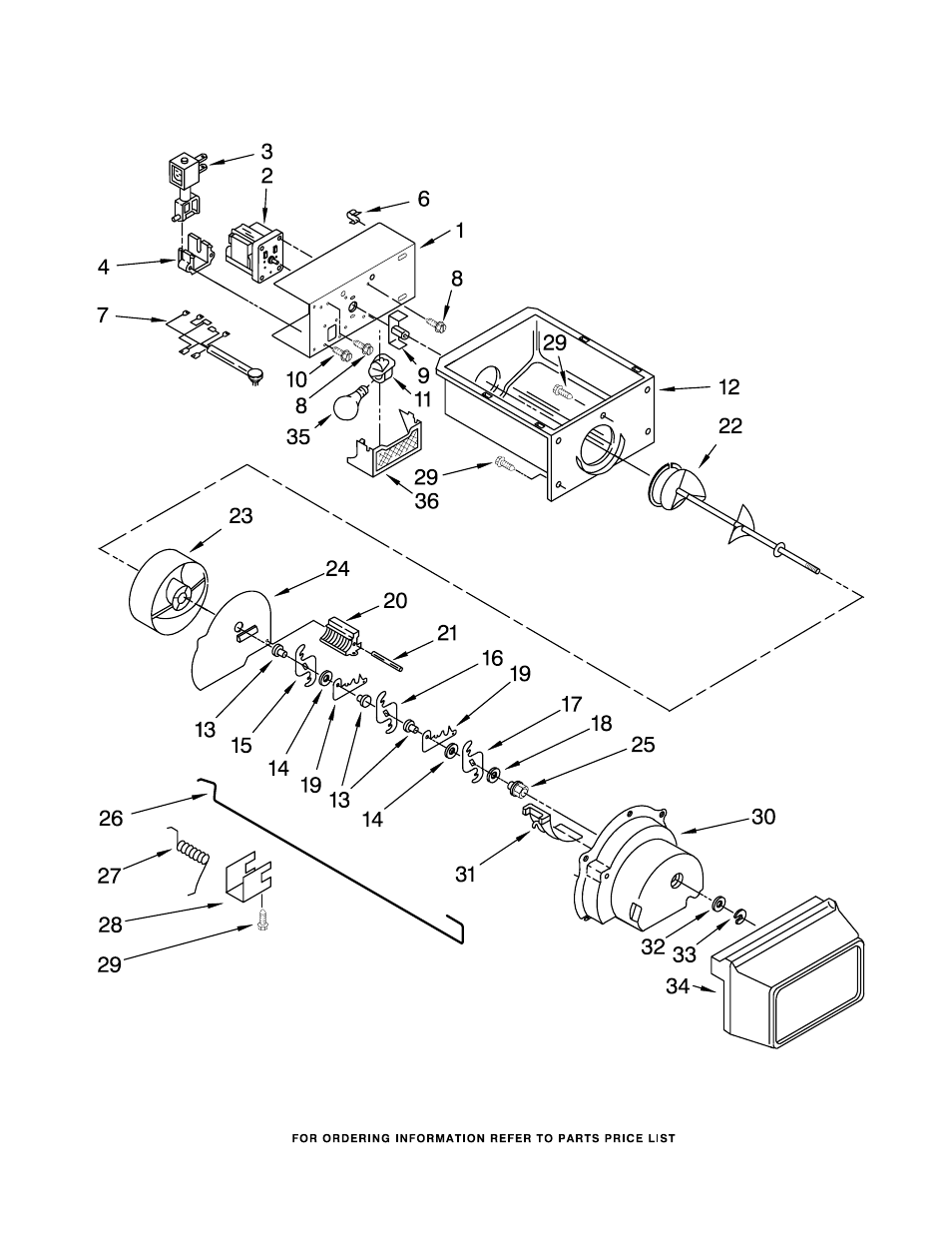 Motor and ice container, Motor and ice container parts | Amana ASD2522VRS00 User Manual | Page 7 / 21