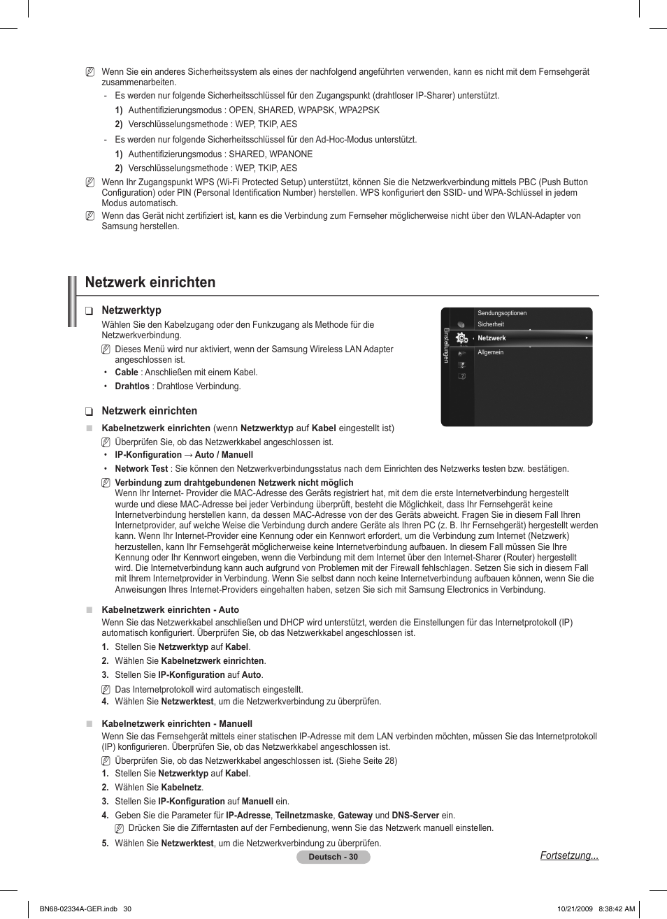 Netzwerk einrichten | Samsung PS58B850Y1P User Manual | Page 183 / 655