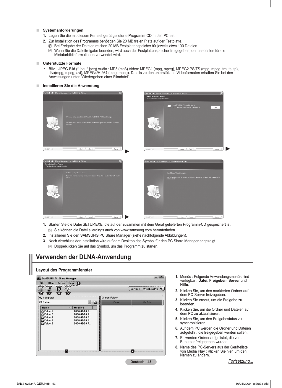 Verwenden der dlna-anwendung | Samsung PS58B850Y1P User Manual | Page 196 / 655
