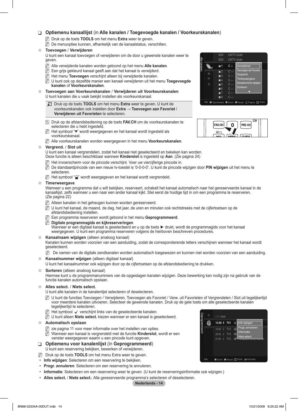 Optiemenu voor kanalenlijst ❑ (in geprogrammeerd ) | Samsung PS58B850Y1P User Manual | Page 238 / 655