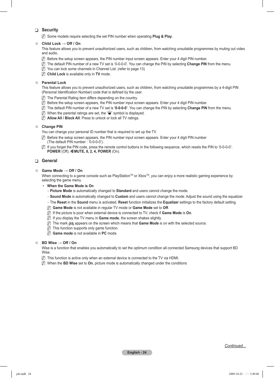 Samsung PS58B850Y1P User Manual | Page 24 / 655