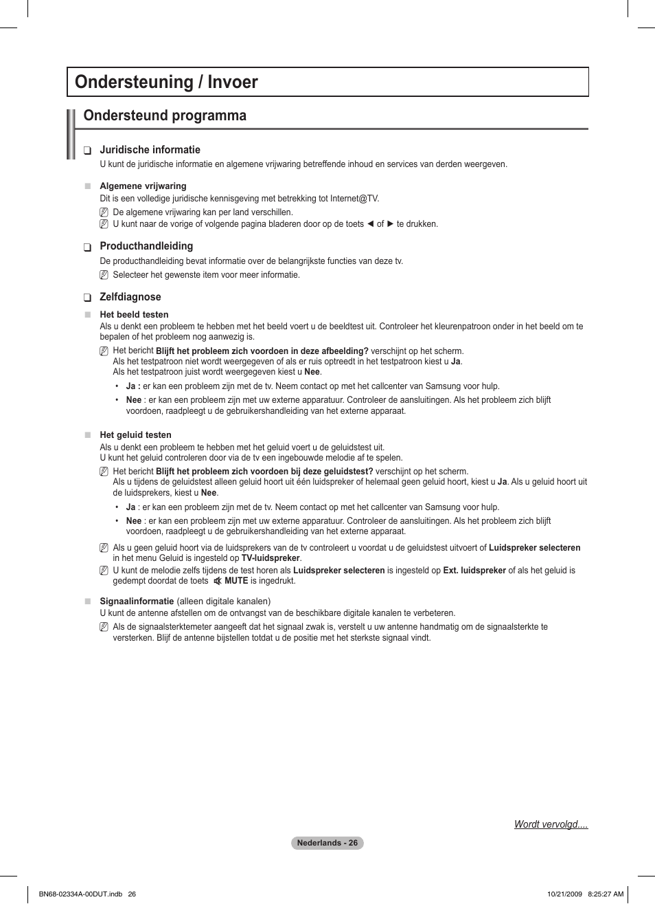 Ondersteuning / invoer, Ondersteund programma | Samsung PS58B850Y1P User Manual | Page 250 / 655