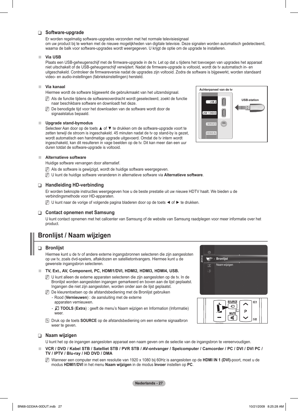 Bronlijst / naam wijzigen | Samsung PS58B850Y1P User Manual | Page 251 / 655