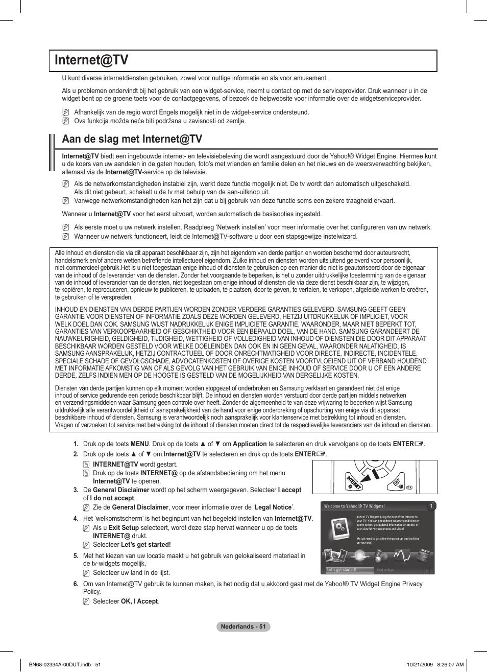 Internet@tv, Aan de slag met internet@tv | Samsung PS58B850Y1P User Manual | Page 275 / 655