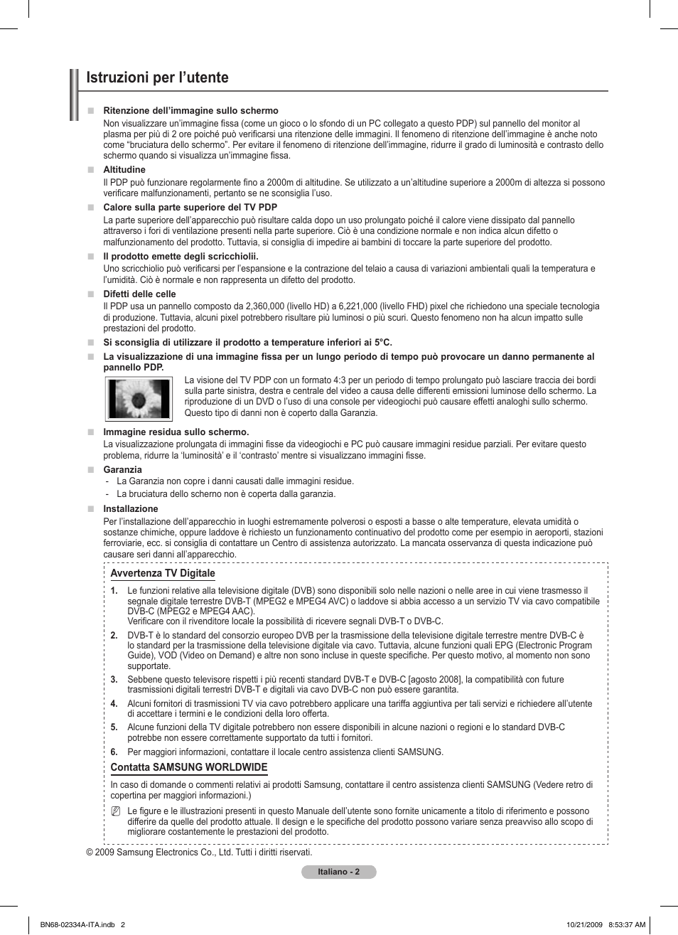 Istruzioni per l’utente | Samsung PS58B850Y1P User Manual | Page 297 / 655