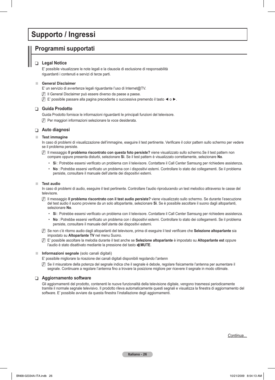 Supporto / ingressi, Programmi supportati | Samsung PS58B850Y1P User Manual | Page 321 / 655