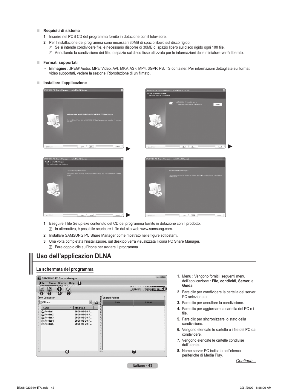 Uso dell’applicazion dlna | Samsung PS58B850Y1P User Manual | Page 338 / 655