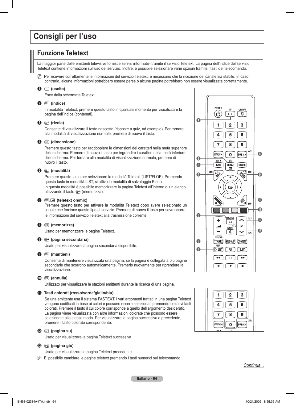 Consigli per l’uso, Funzione teletext | Samsung PS58B850Y1P User Manual | Page 359 / 655