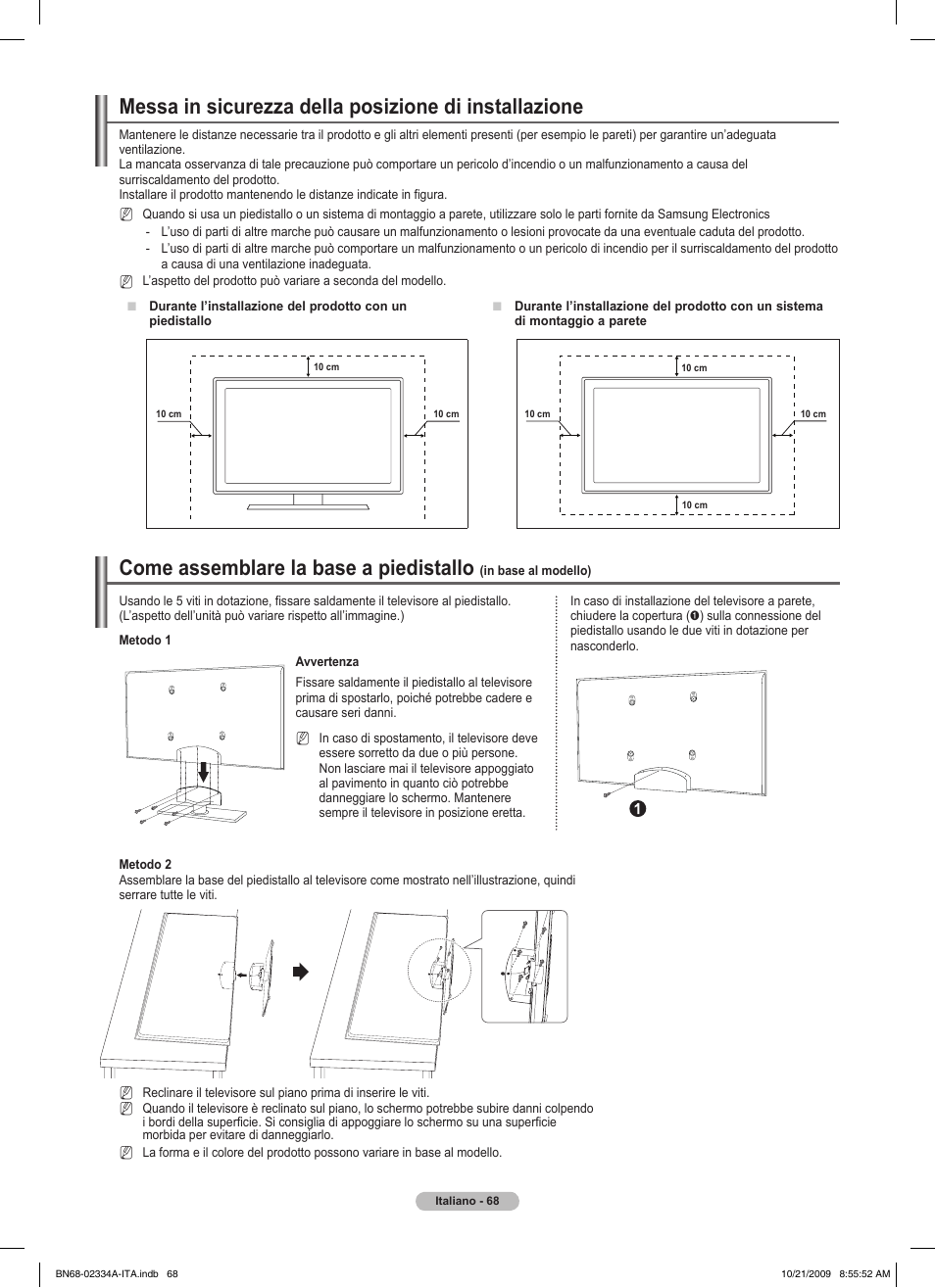 Come assemblare la base a piedistallo | Samsung PS58B850Y1P User Manual | Page 363 / 655