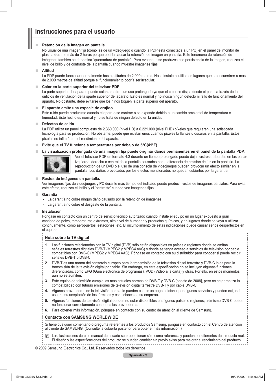 Instrucciones para el usuario | Samsung PS58B850Y1P User Manual | Page 369 / 655