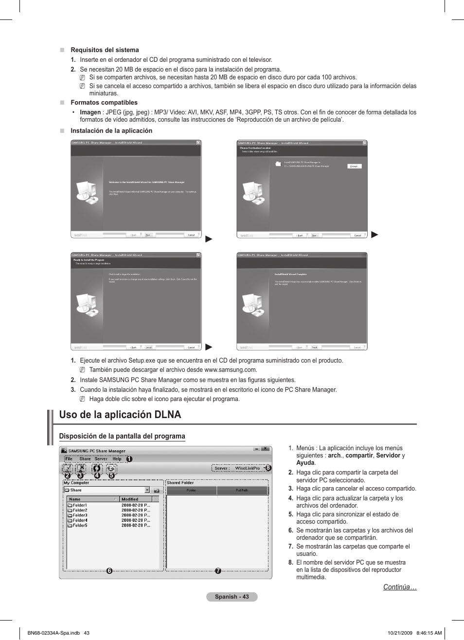Uso de la aplicación dlna | Samsung PS58B850Y1P User Manual | Page 410 / 655