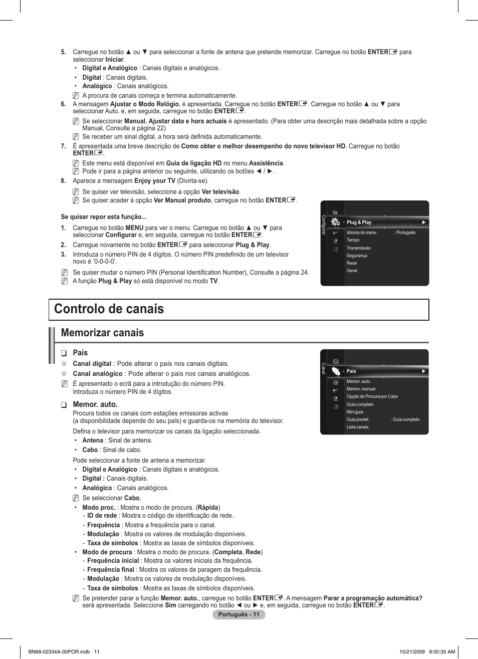 Controlo de canais | Samsung PS58B850Y1P User Manual | Page 449 / 655