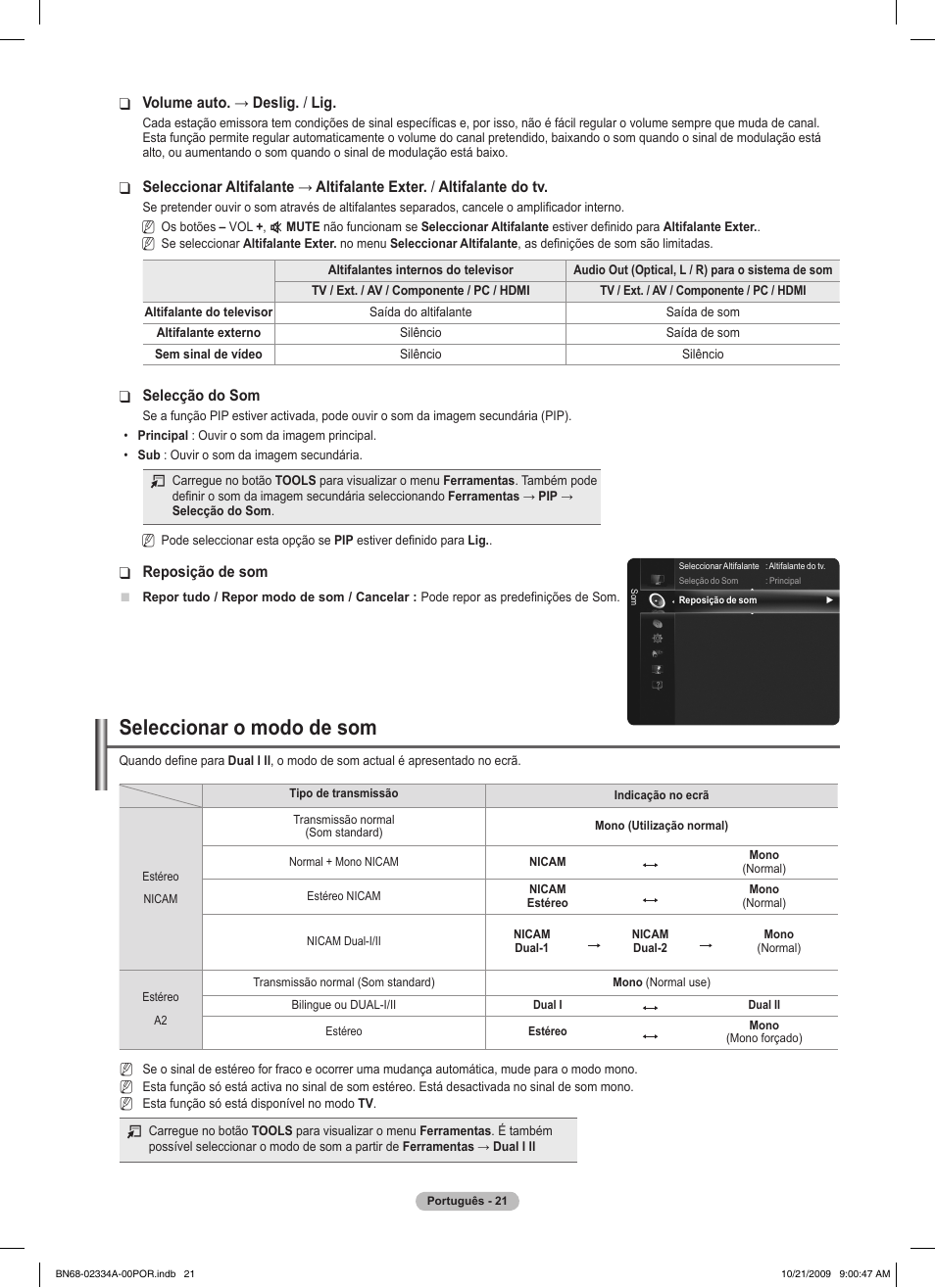 Seleccionar o modo de som | Samsung PS58B850Y1P User Manual | Page 459 / 655